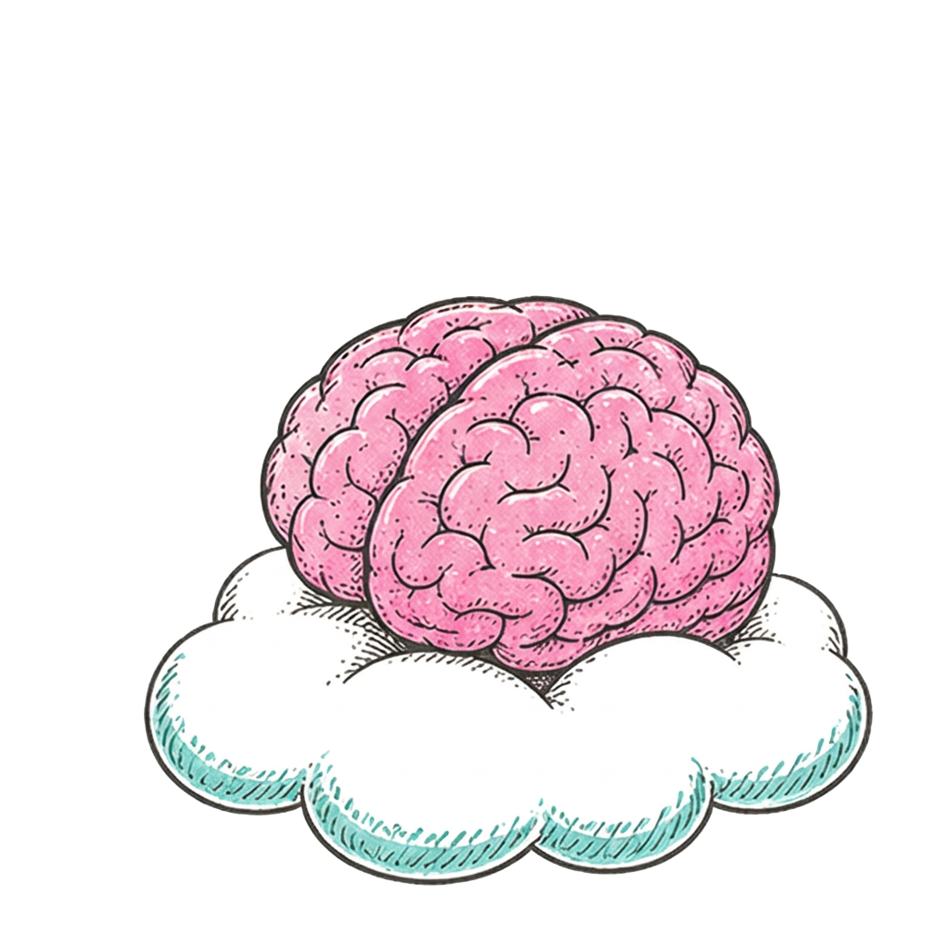 Brain resting on a cloud