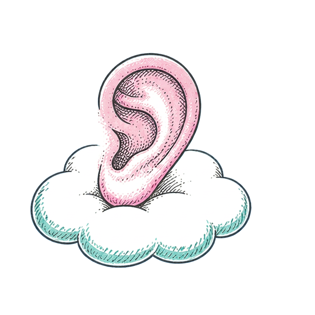 Ear resting on a cloud